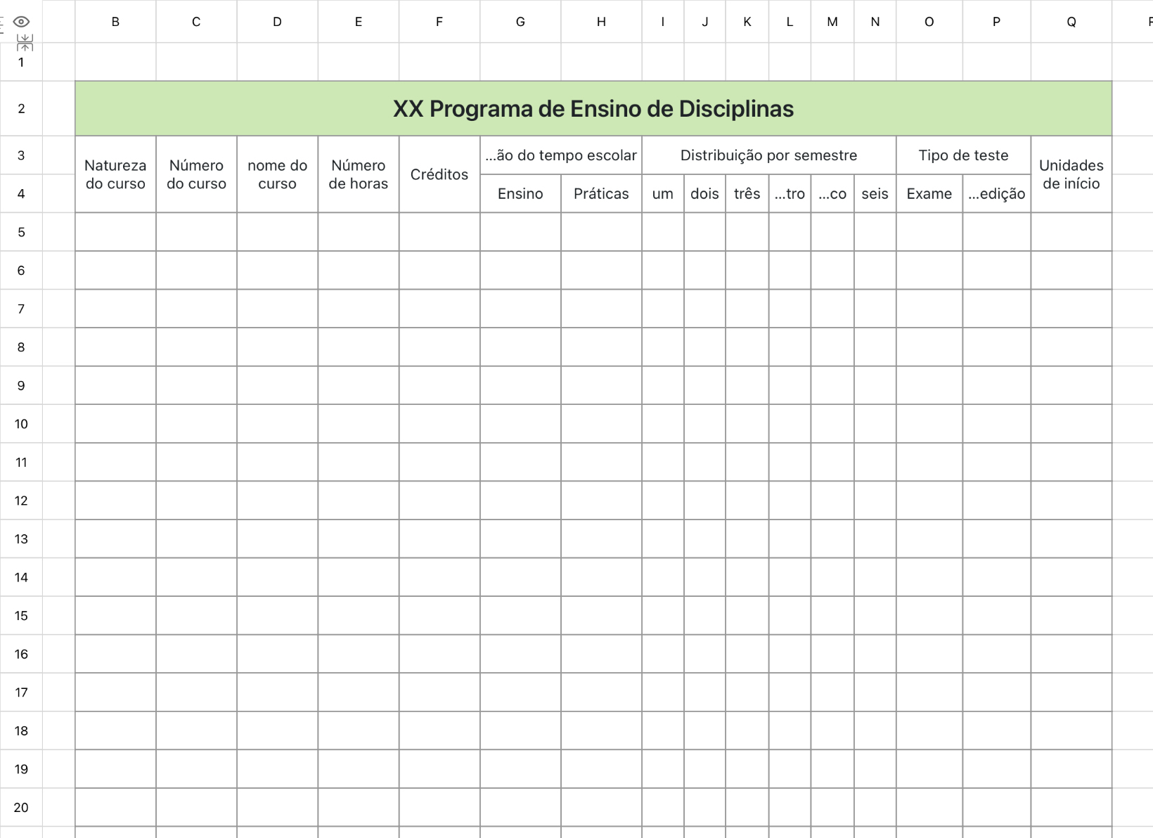 Programa de Ensino Disciplinar